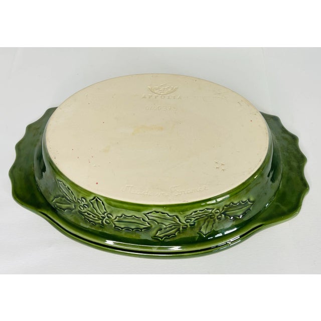 1990s 1990s Appolia French Ceramic Green Holy Berry Serving Dish For Sale - Image 5 of 9