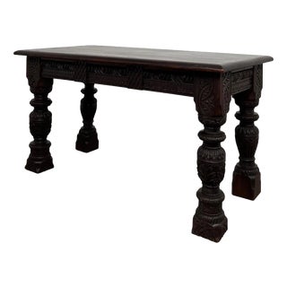 19th Century English Carved Oak Side Table For Sale