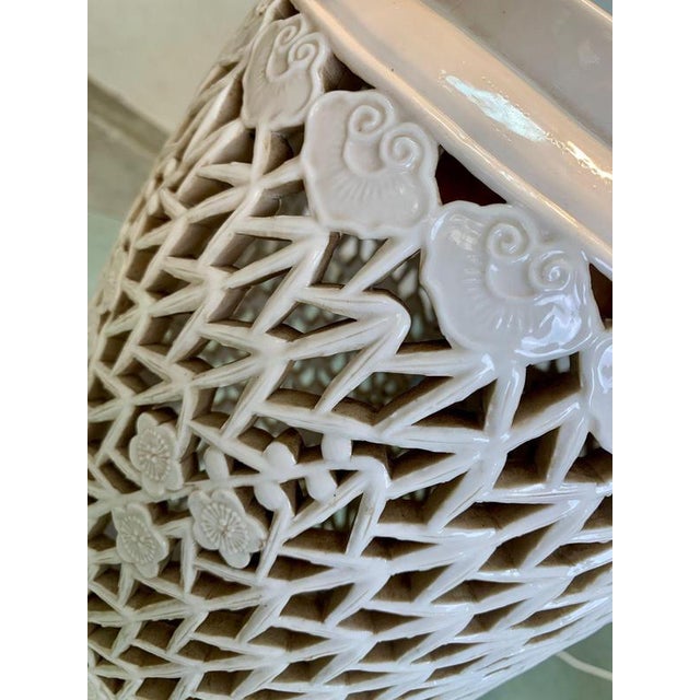 1960s Glazed Ceramic Table Lamp with Fabric Shade, 1960s For Sale - Image 5 of 13