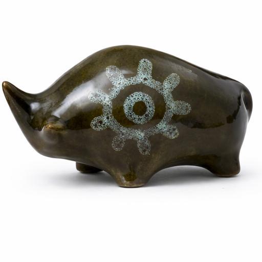 Ceramic Studio Pottery Bulls by Elizabeth Skipworth, Set of 2 For Sale - Image 7 of 16