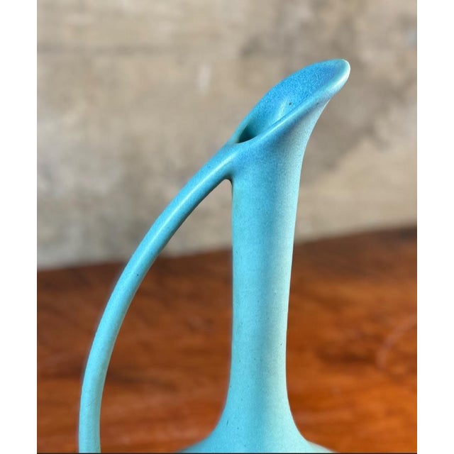 Early 20th Century Early 20th Century Early Van Briggle Art Pottery Ewer, Matte Turquoise, 11.5” For Sale - Image 5 of 6