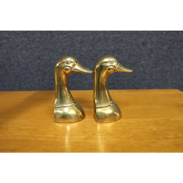 Mid-Century Modern Solid Brass Mid-Century Duck Bookends For Sale - Image 3 of 8