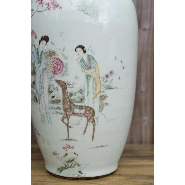 Large Antique Chinese Late Qing Famille Rose Porcelain Vase, 1900s For Sale - Image 11 of 18
