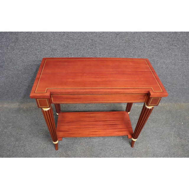 McLain Wiesand Custom Furniture McLain Wiesand Mahogany Console Table With Inlay & Lower Shelf For Sale - Image 4 of 8