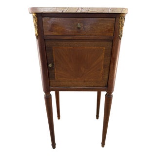 19th Century French Louis XVI Nightstand Marble Top. For Sale