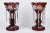 Late 19th Century Antique Pair Ruby Glass Mantle Lusters With Engraved Grapes For Sale - Image 5 of 10