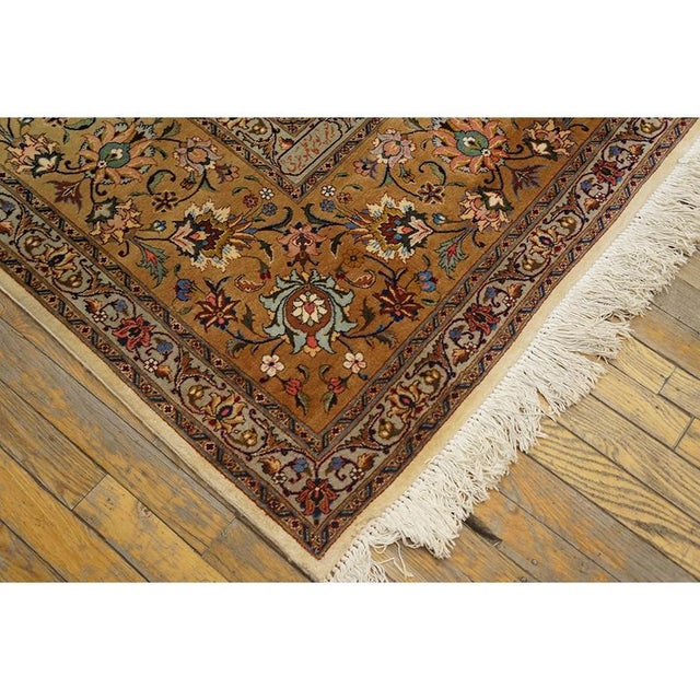 1940s 1940s Luminous Beige Shah Abbas Floral Antique Tabriz Handknotted Room Size Rug For Sale - Image 5 of 7