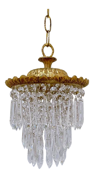 1960s Italian Brass Upside Down Layered Cake Chandelier