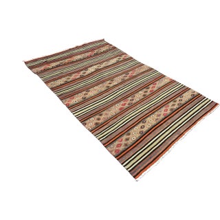 Vintage Turkish Striped Kilim Rug - 58" X 94.5" For Sale