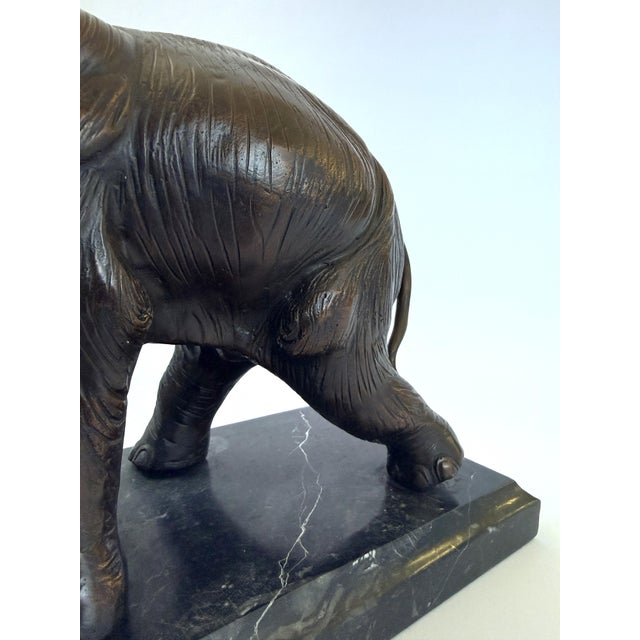 Bronze Bronze Elephant on Marble Base For Sale - Image 8 of 9