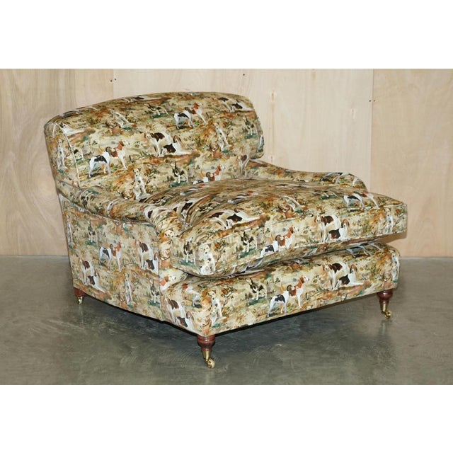 Set of Love Seat Armchairs in Mulberry with Hounds Fabric from Howard For Sale - Image 18 of 18