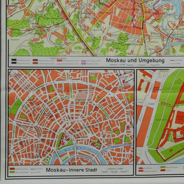 Vintage City Map of Moscow Pull Down Wall Chart For Sale - Image 4 of 6