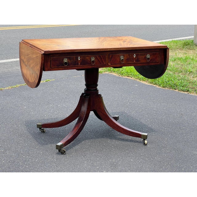 Traditional Antique George III Mahogany Two Drawer Drop Leaf Sofa Table C. Late 1700s For Sale - Image 3 of 12