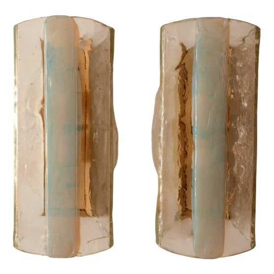Murano Glass Wall Sconces, 1970s, Set of 2 For Sale