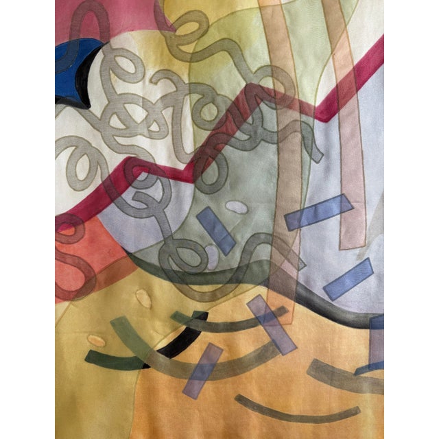 Layered Silk Tapestry Painting by French Artist, Marie-Laure Ilie, 1980s For Sale - Image 11 of 16