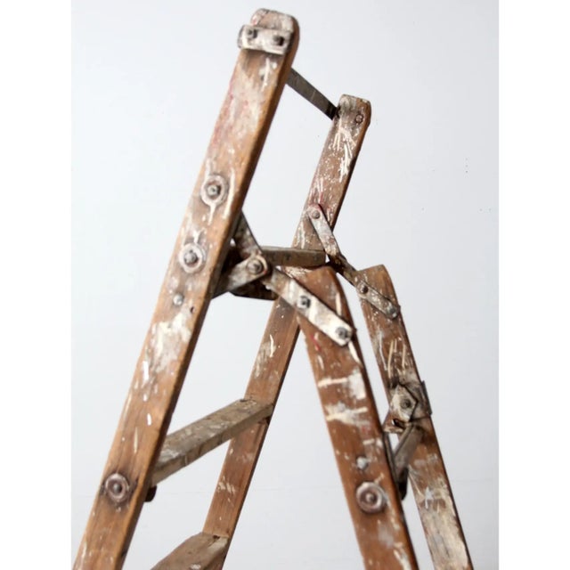 Antique Wooden Folding Ladder For Sale - Image 11 of 15