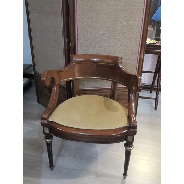 Traditional French Empire Style Cane and Wood Desk Armchair For Sale - Image 3 of 10