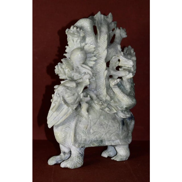 Vintage Carved Hardstone Sculpture Chinese Dragon Turtle Feng Shui Statue For Sale - Image 11 of 11