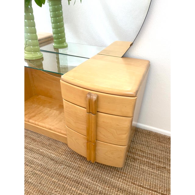 Vintage 1930s Heywood Wakefield Airflow Vanity Dressing Table Art Deco / Mid Century Modern Style For Sale - Image 11 of 18