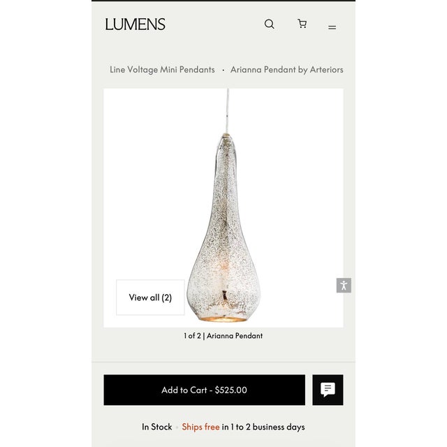 Contemporary Arteriors Arianna Pendant Nib- 2 Available For Sale - Image 3 of 5