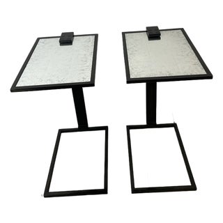 Franze Eglomise Restoration Hardware Rectangular Side Tables For Sale