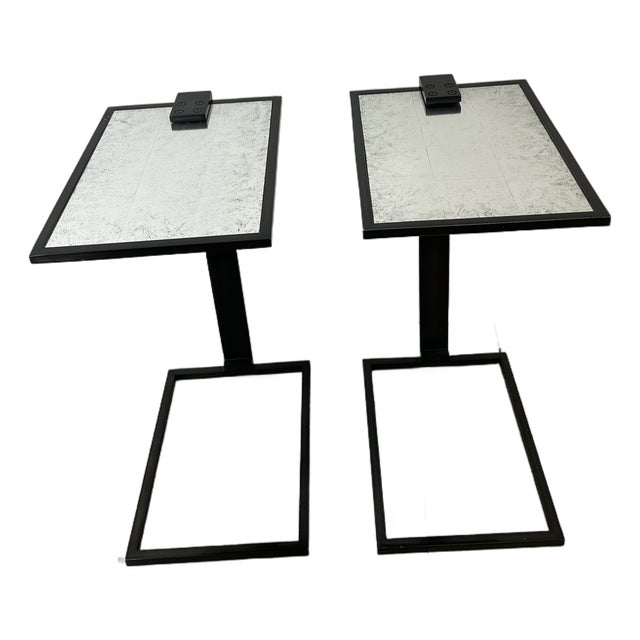 Franze Eglomise Restoration Hardware Rectangular Side Tables For Sale