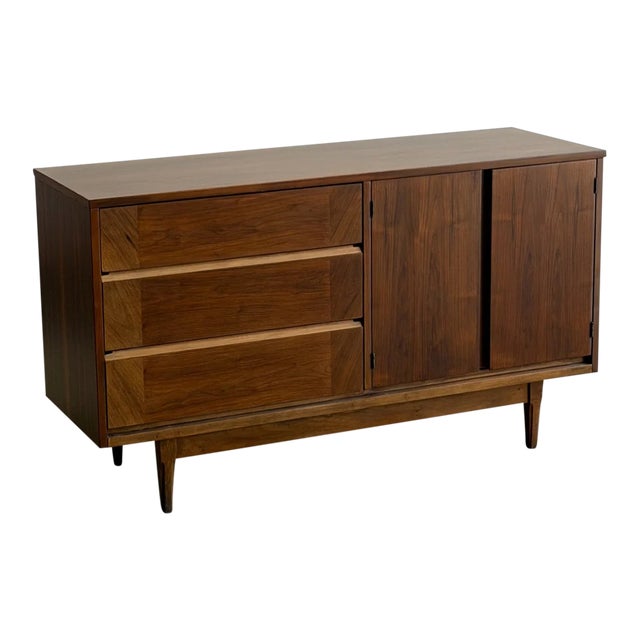 1960s Compact Walnut Credenza by Basset, Attributed For Sale