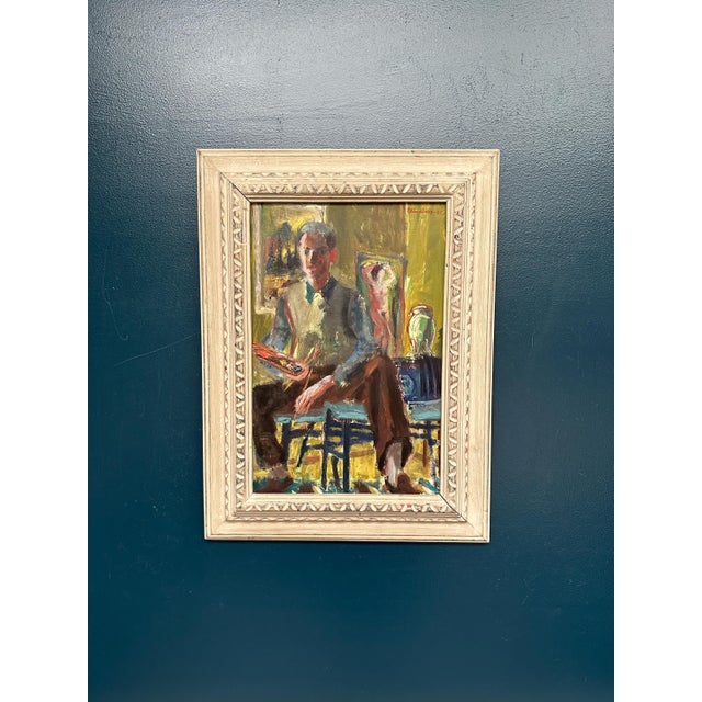 Einar Lindberg, Artist in His Studio, 1947, Oil Painting on Panel, Framed For Sale - Image 16 of 18