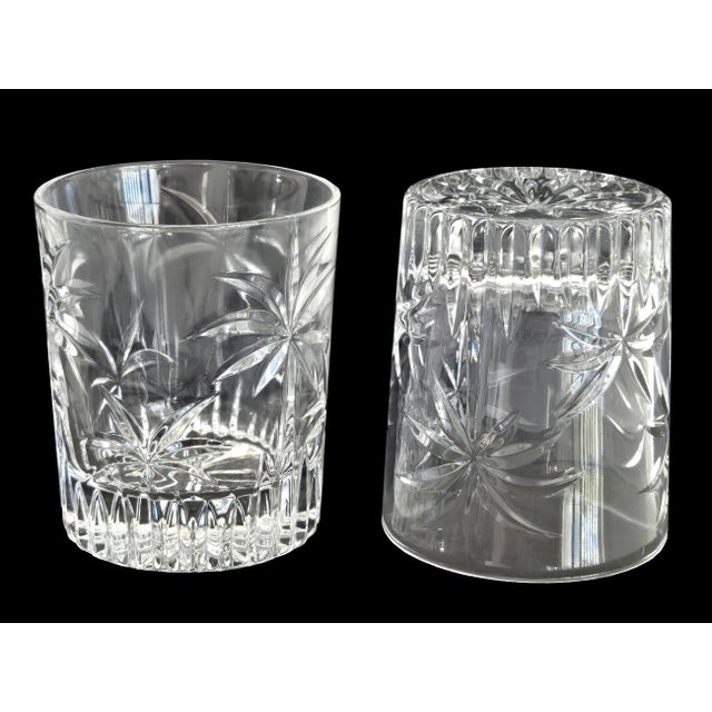 1980s 1980s Palm Double Old Fashioned Crystal Tumblers by Godinger, Set of 8 For Sale - Image 5 of 11