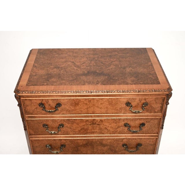 Antique Burr Walnut Chest of Drawers, 1920s For Sale - Image 6 of 9