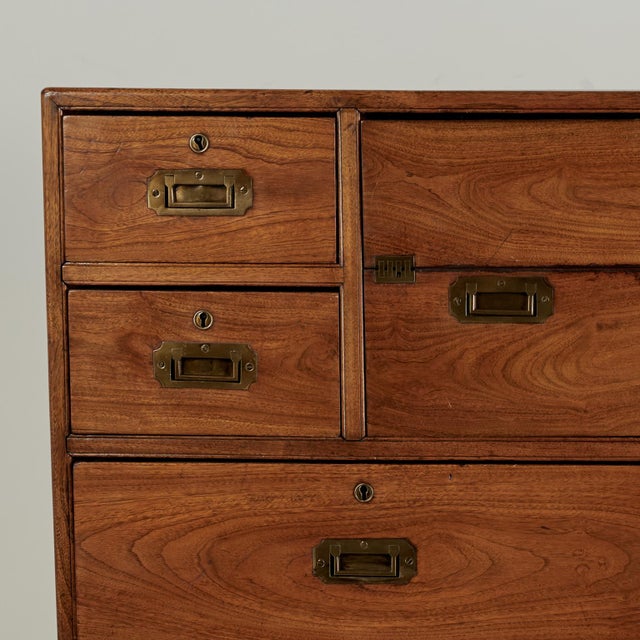 Wood Antique Camphor Wood Campaign Chest With Pullout Desk For Sale - Image 7 of 18
