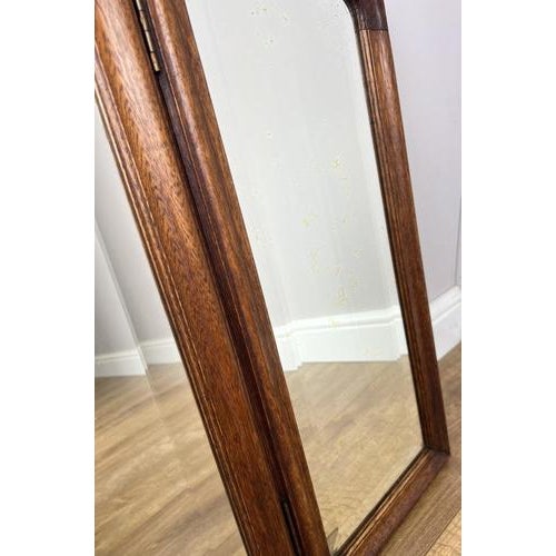 French Triple Folding Dressing Table Mirror in Oak For Sale - Image 9 of 11