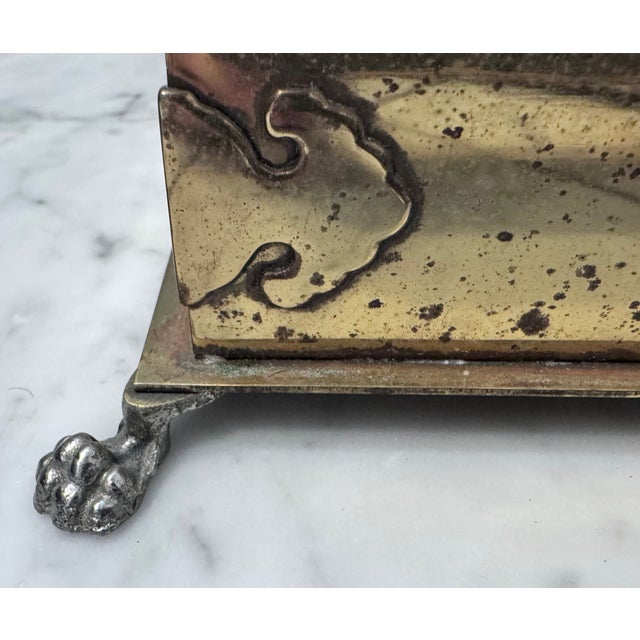 Mid 20th Century Brass Trinket Box With Buckle and Lion Crest Design For Sale In Saint Louis - Image 6 of 11
