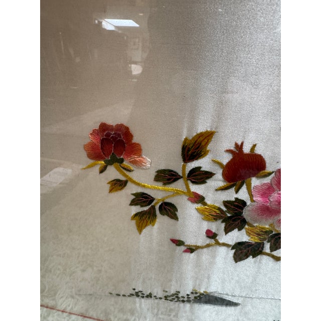 Textile Vintage Chinese Embroidered Silk Tapestry, Framed For Sale - Image 7 of 12