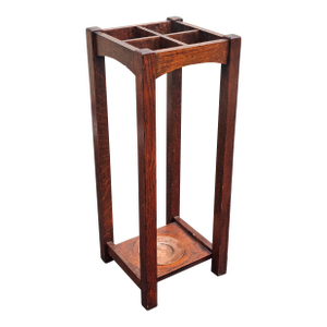 Mid 20th Century Conrey-Davis Mid Century Arts and Crafts Oak and Copper Umbrella and Cane Stand