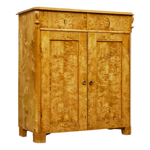 19th Century Swedish Tiger Birch Cupboard, 1870 For Sale