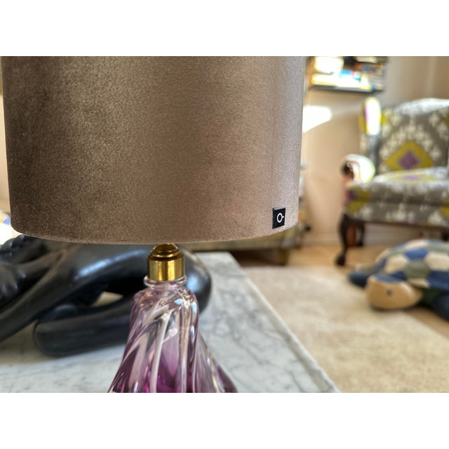 Mid-Century Modern Crystal Table Lamp with Amethyst Base from Val Saint Lambert, 1955 For Sale - Image 15 of 18