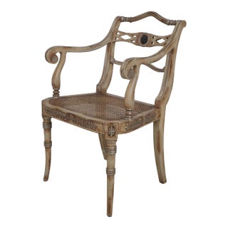 Regency Style Distressed Painted Finish Armchair For Sale