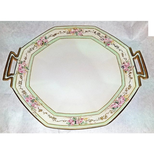 Metal 1917 Limoges Porcelain Hand Painted Art Deco Serving Dish For Sale - Image 7 of 7