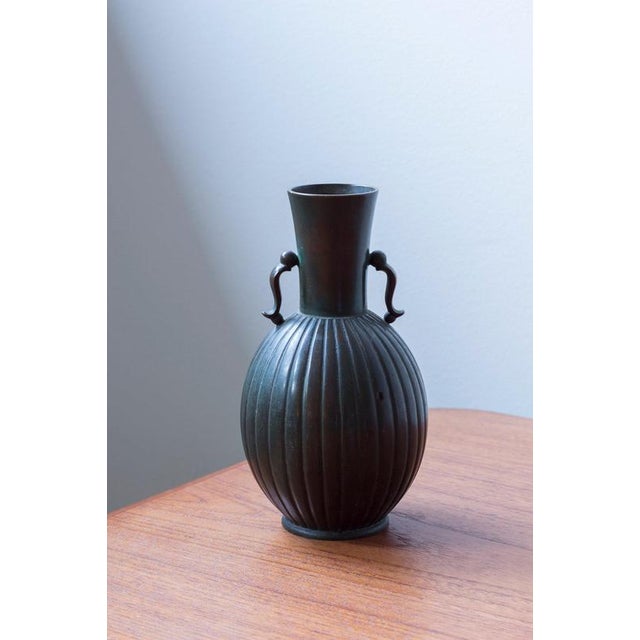 Metal Bronze Vase from GAB, 1930s For Sale - Image 7 of 7