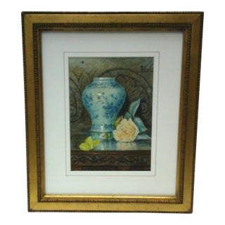 "A Blue Delft Vase, 1877(?)", Original Watercolor Painting For Sale
