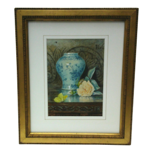 "A Blue Delft Vase, 1877(?)", Original Watercolor Painting