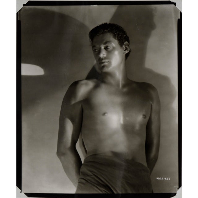 Original Black and White Photograph of Johnny Weissmuller Black and white photograph 1932, depicting Olympic swimmer...
