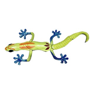 Monumental Glazed Ceramic Gecko Wall Sculpture by Rexx Fischer, Florida Artist For Sale