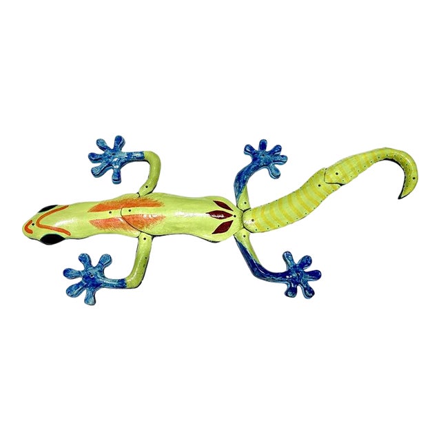Monumental Glazed Ceramic Gecko Wall Sculpture by Rexx Fischer, Florida Artist For Sale