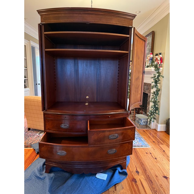 Bow Front Linen Press/Media Cabinet For Sale - Image 4 of 8