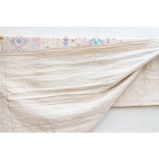 Textile Kaleidoscope Hand-Stitched Cotton Tribal Kantha Throw For Sale - Image 7 of 8