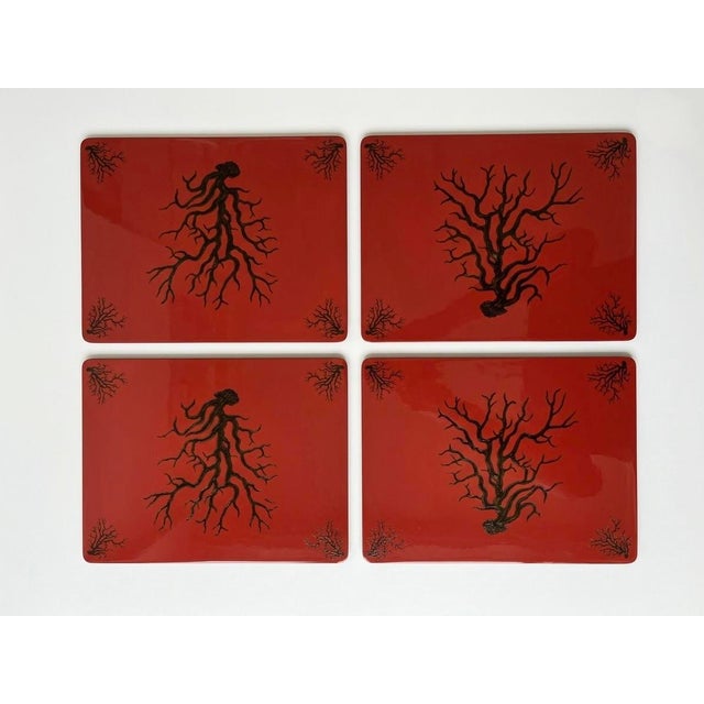 Italian Vintage Italian Artisan-Crafted Coral Motif Placemats - Set of 4 For Sale - Image 3 of 11