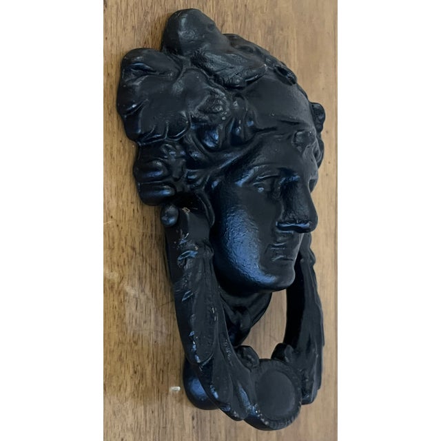 Grecian Face Cast Iron Door Knocker For Sale In San Francisco - Image 6 of 9