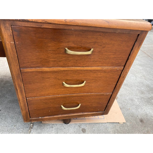 Brown 1960s Vintage Mid Mid Century Modern Wooden Desk Needs Restoration For Sale - Image 8 of 10